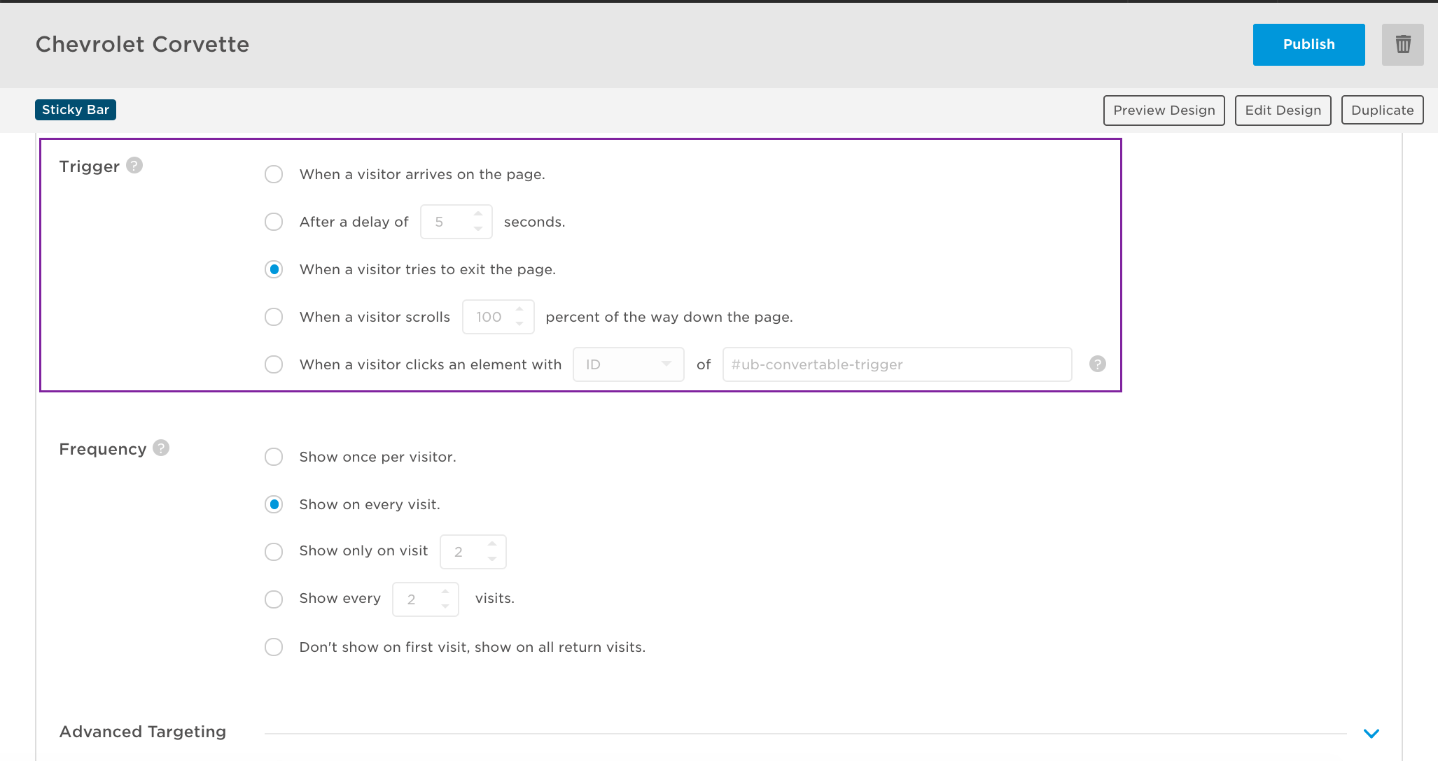 Creating a Sticky Bar in Unbounce Documentation