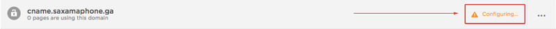 Domain appearing with 'Configuring' message.
